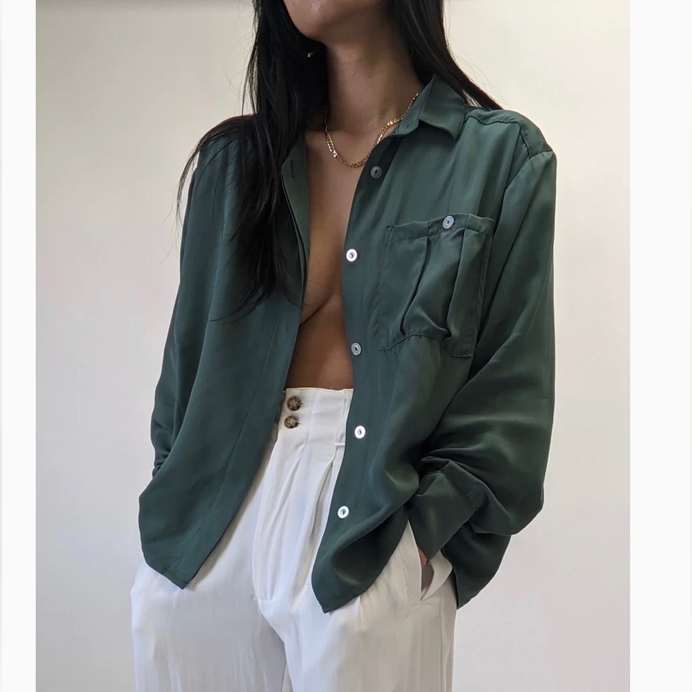 Na Nin Nora Button Up Vintage Wash Modal Topiary NWT